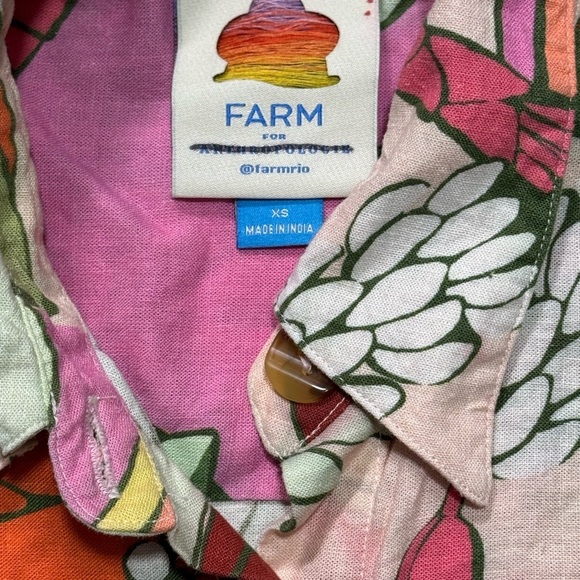 FARM RIO LINEN SURF BUTTON DOWN XS - Picture 6 of 8